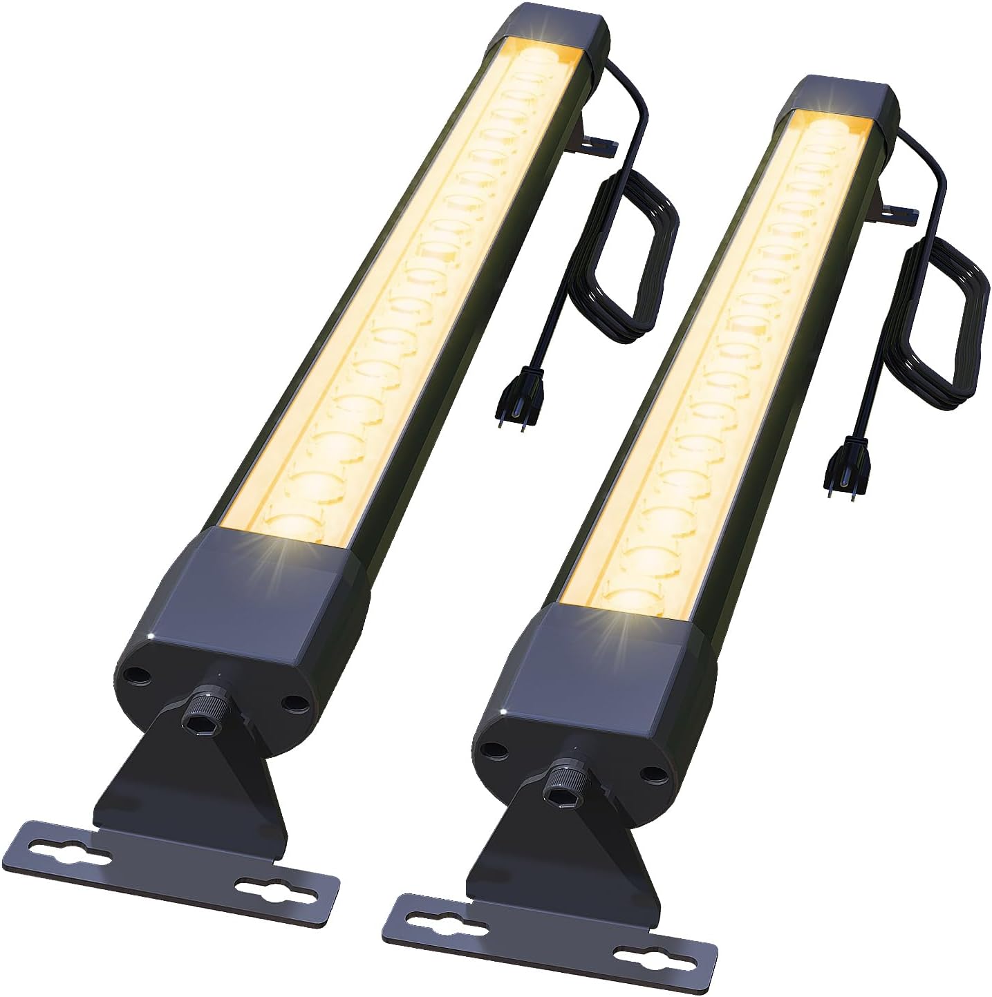 2 pcs Waterproof IP67 Wall Washer Light - 36W Upgraded LED Light Bar, 2ft Warm White (2700K), for Building Walls, Yard, Church, Batting Cage, Plug-in Outdoor Lighting