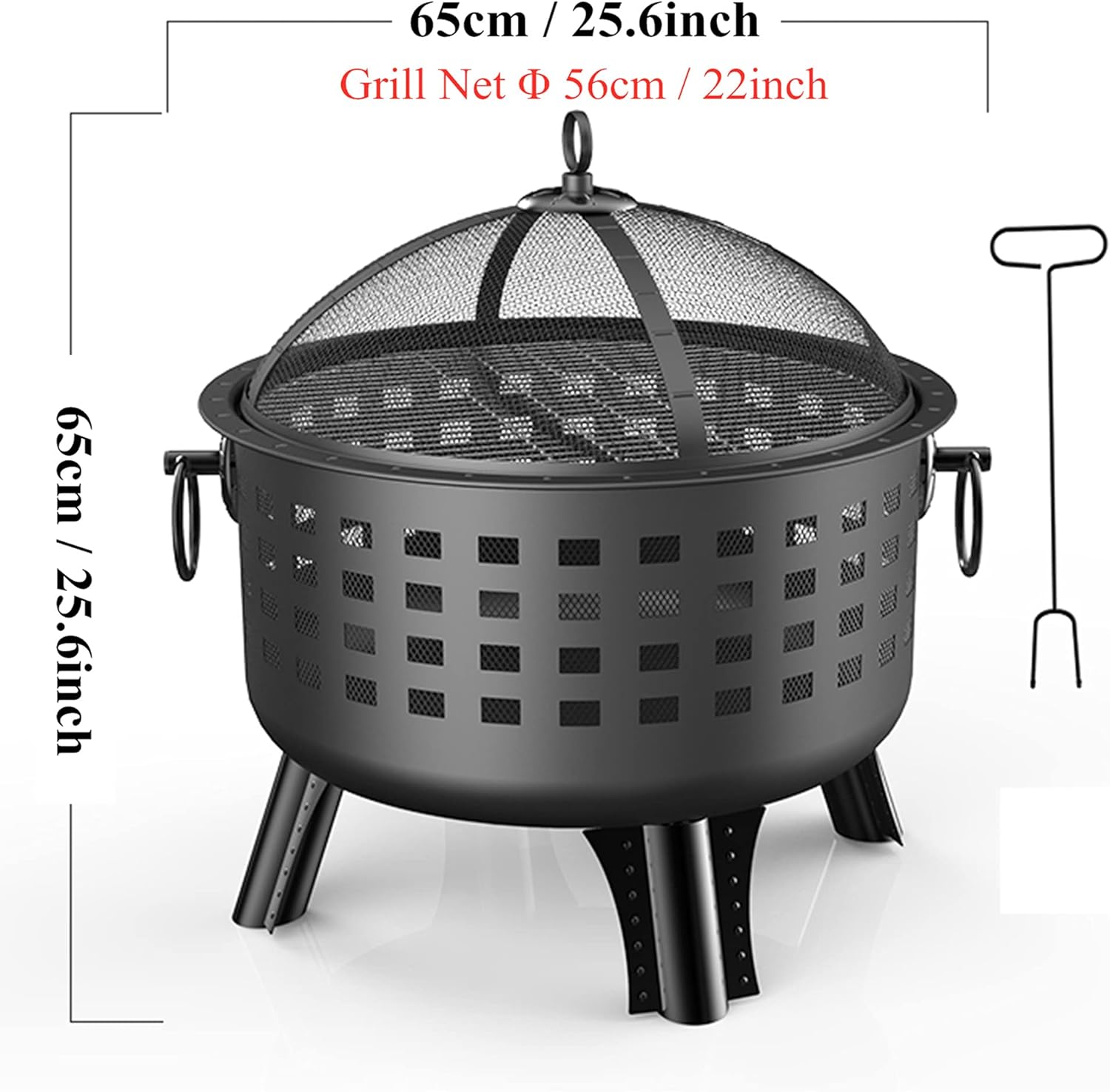 Large Fire Pit, Outdoor Steel Wood Burning Fire Pits Bowl Charcoal Grill Firepit, Bonfire Heating Brazier