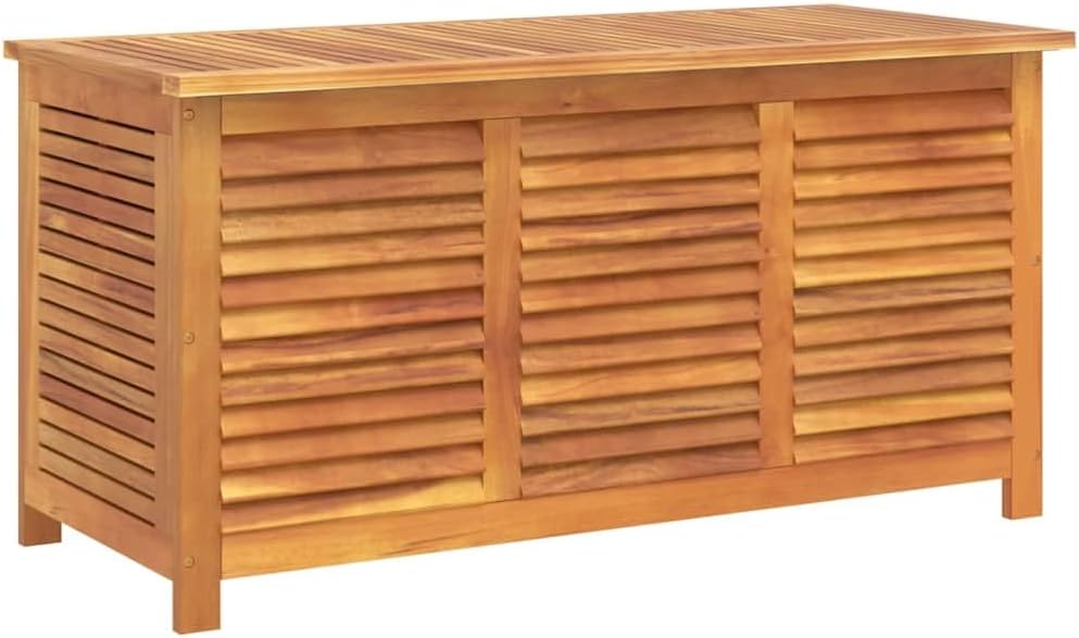 vidaXL Garden Storage Box with Louver, Outdoor Cushion Storage Box with Lid, Patio Furniture, Chest, Storage Trunk, Solid Wood Acacia