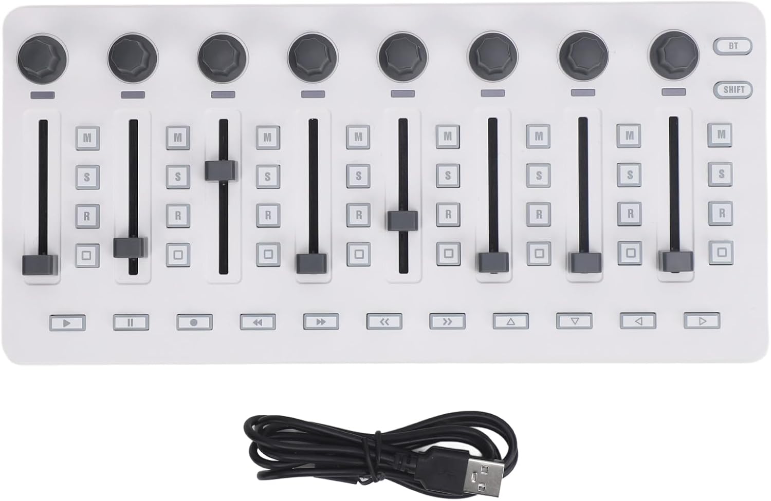 USB Bluetooth MIDI Controller Mixer Wire Less MIDI Mixing Console 360 Degree Rotating Encoders Midi Keyboard 8 Push Buttons 43 Control Keys 8 Knobs