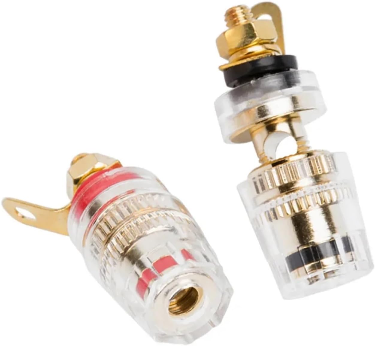 2PCS Audio Connector Terminals Banana Socket 4mm Binding Post Terminal Brass Gold Plated for Speaker Amplifier Acoustic(20PCS,Red-01)