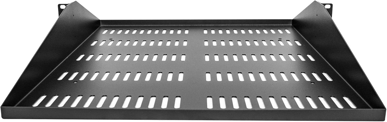 StarTech.com 2U Server Rack Shelf, Center Mounted Universal Vented Rackmount Cantilever Tray for 19