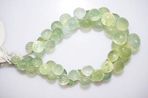 13 inch natural beads strand of 7-13mm faceted onion prehnite gemstone briolletes beads for DIY jewelry - necklace, bracelet, earring, ring.