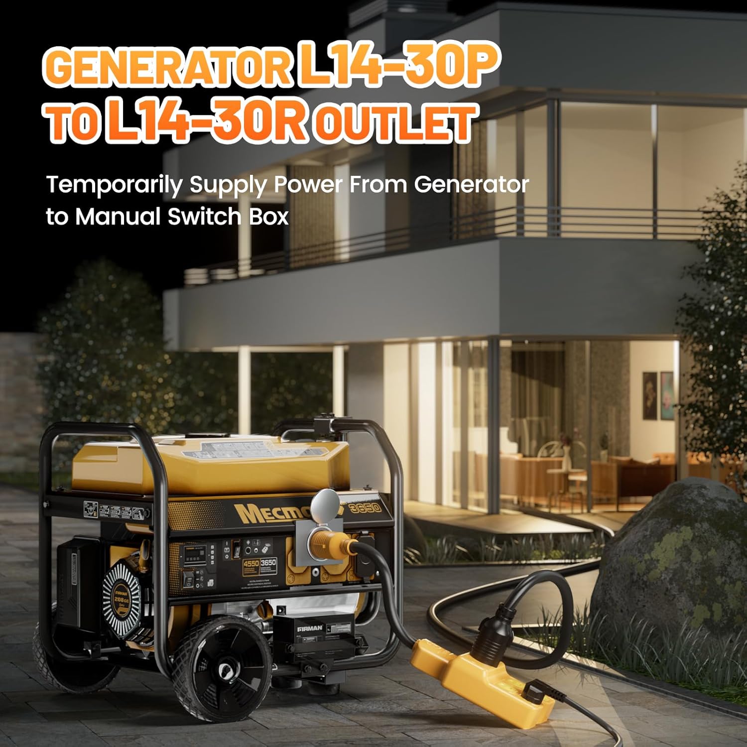 MECMO NEMA L14-30P to Four 5-20R/ 5-15R & L14-30R Generator Adapter Extension Cord with 4 Prong 30 Amp Generator Splitter Y Adapter NEMA L14-30P to 2X L14-30R