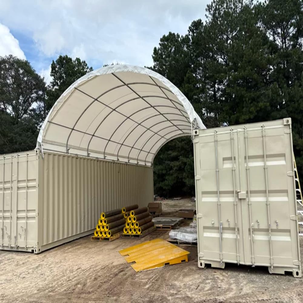 Chery Industrial Shipping Container Canopy Shelter, Stable & Durable Cover Storage Container Roof (20'x40' 11oz PE)