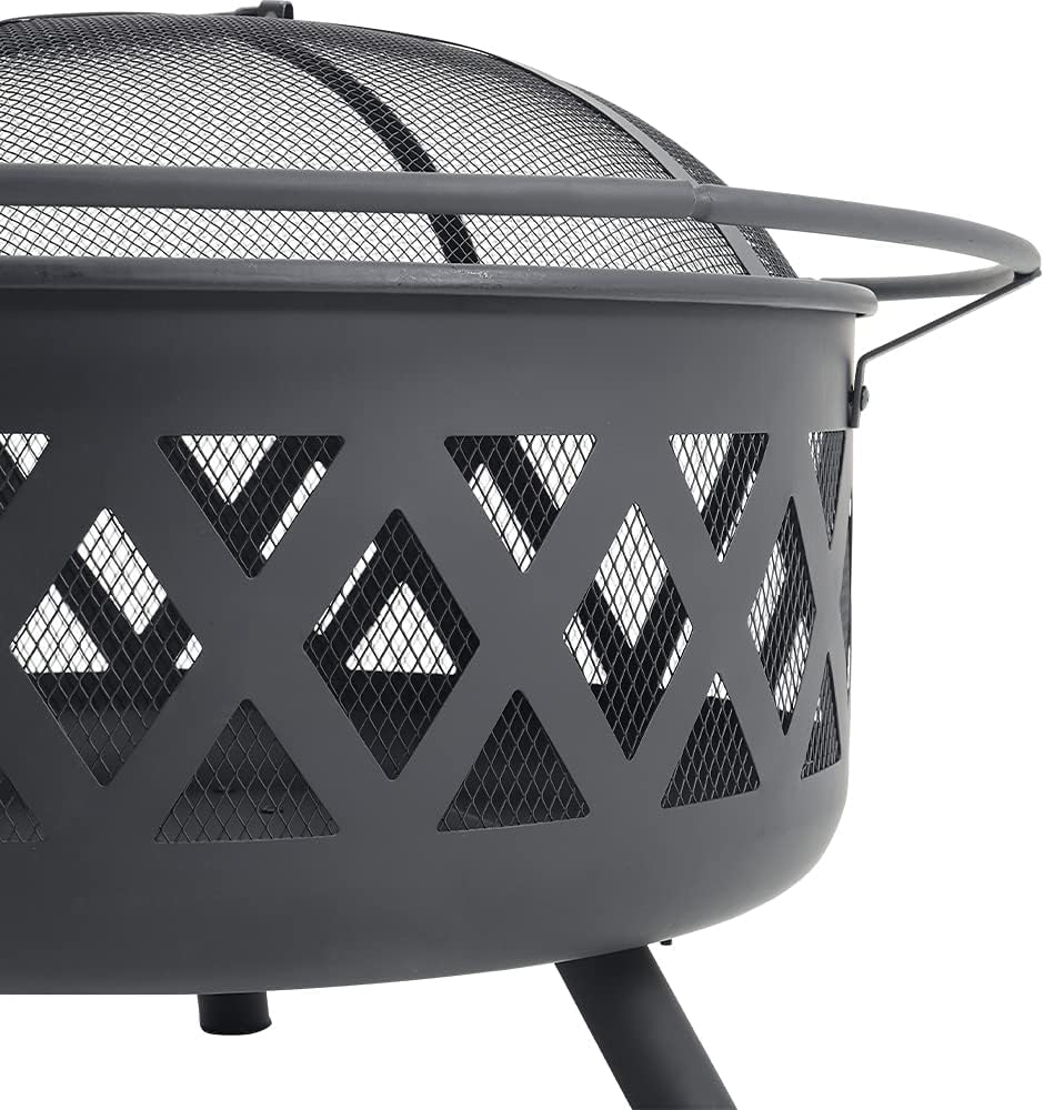 Garden fire Pit with Grill Shelf Outdoor Fire Bowl Charcoal Wood Burner