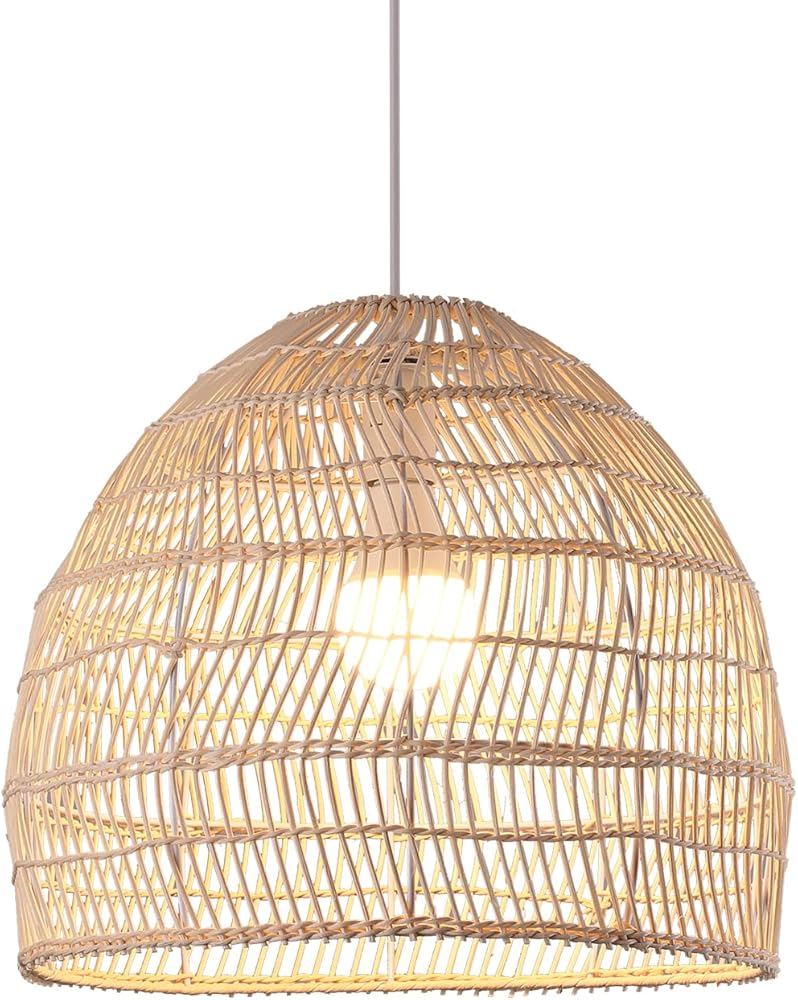 Modern Wicker E27 Hanging Light Fixture Hollow Out Design Rattan Chandelier Hanging Lamp Ceiling Lighting Fixture Coastal Wicker Pendant Light Hanging Decorations Rustic Japanese Lamp