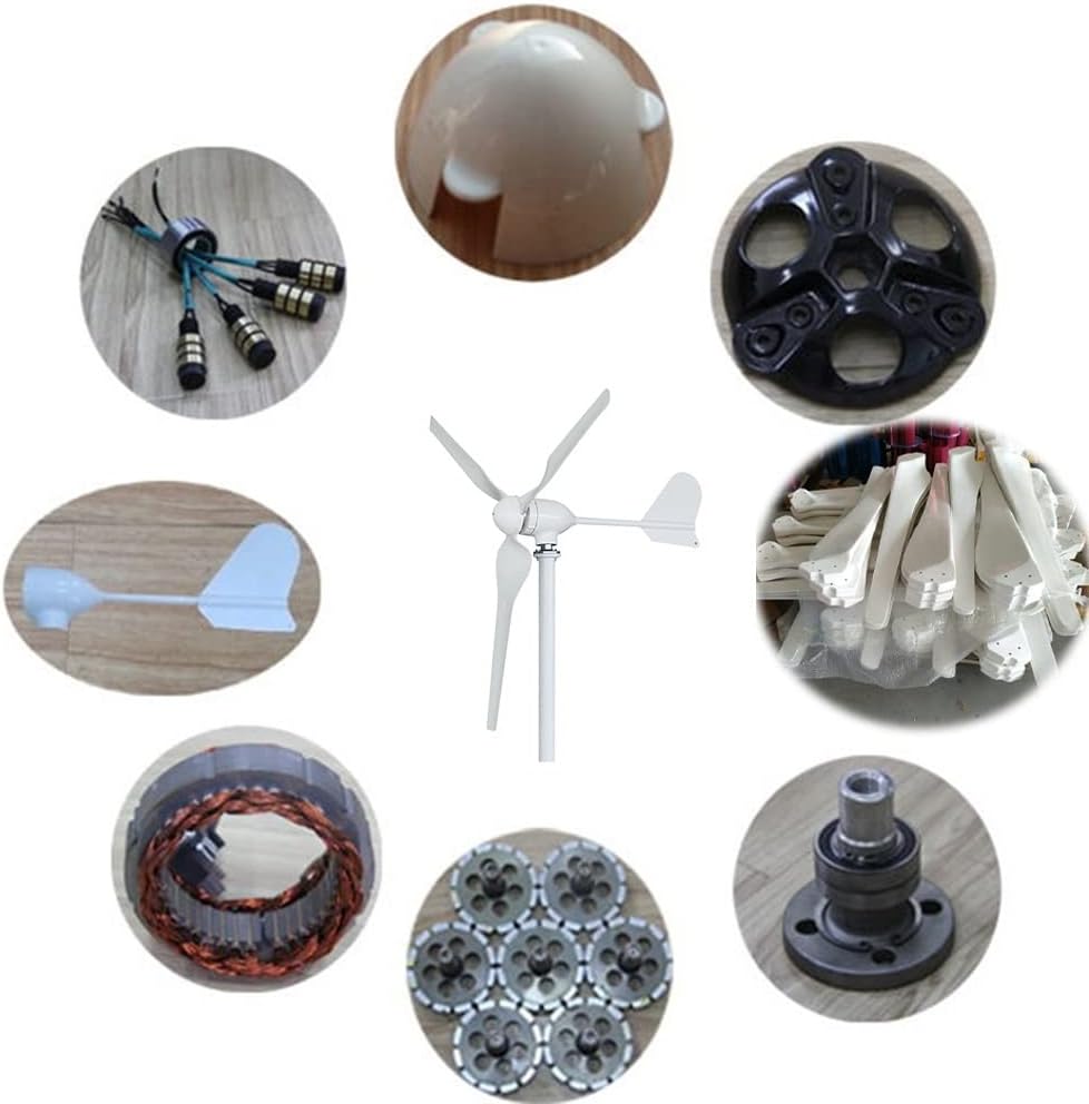 Wind Turbine, Horizontal Energy Wind Generator 1500W Turbine MPPT Controller 12v 24V 48V Low Noise Medium Windmill Household Small(Turbine Only,12V)