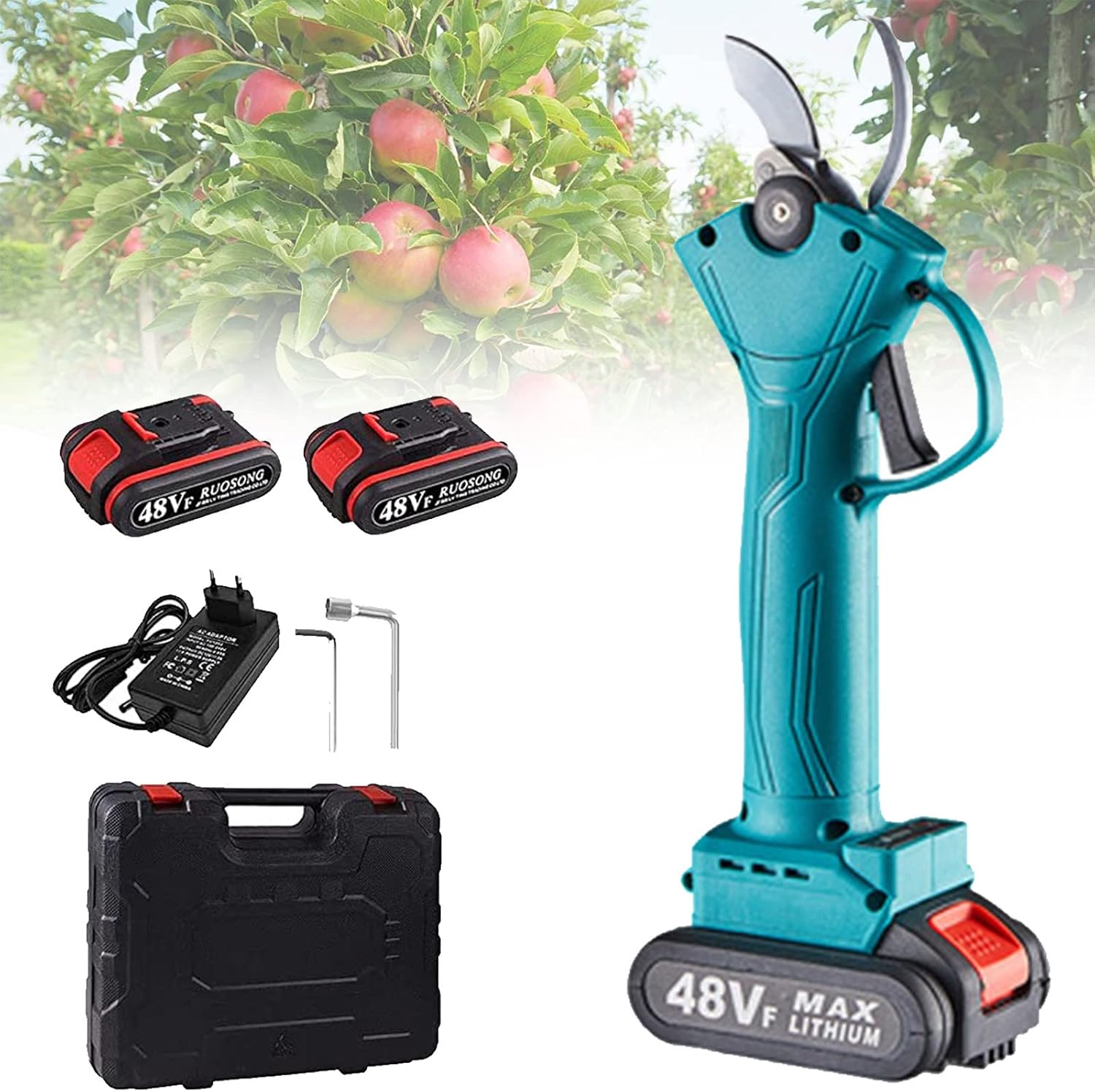 XYEJL Electric Pruning Shears,Cordless Tree Secateurs Pruner,30mm Cutting Diameter with Rechargeable Lithium Battery,for Bushes,Tree Branch,Bonsai,Garden,1*Battery