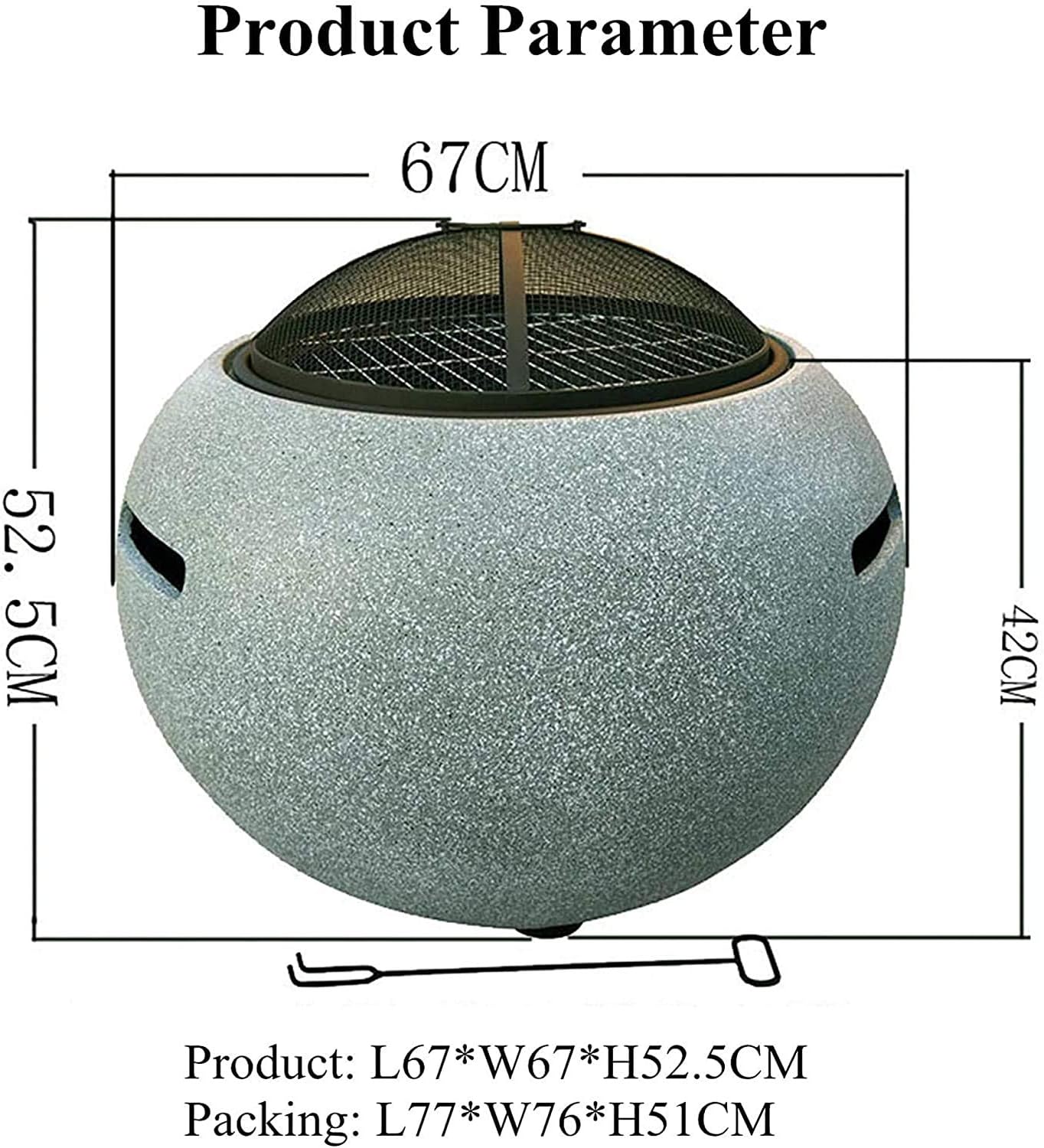 Outdoor Courtyard Charcoal Grill, Heating Stove Garden Fire Pit Large Fire Bowl Charcoal Grill, Portable Small Grill for Barbecue, Campfire Cooking