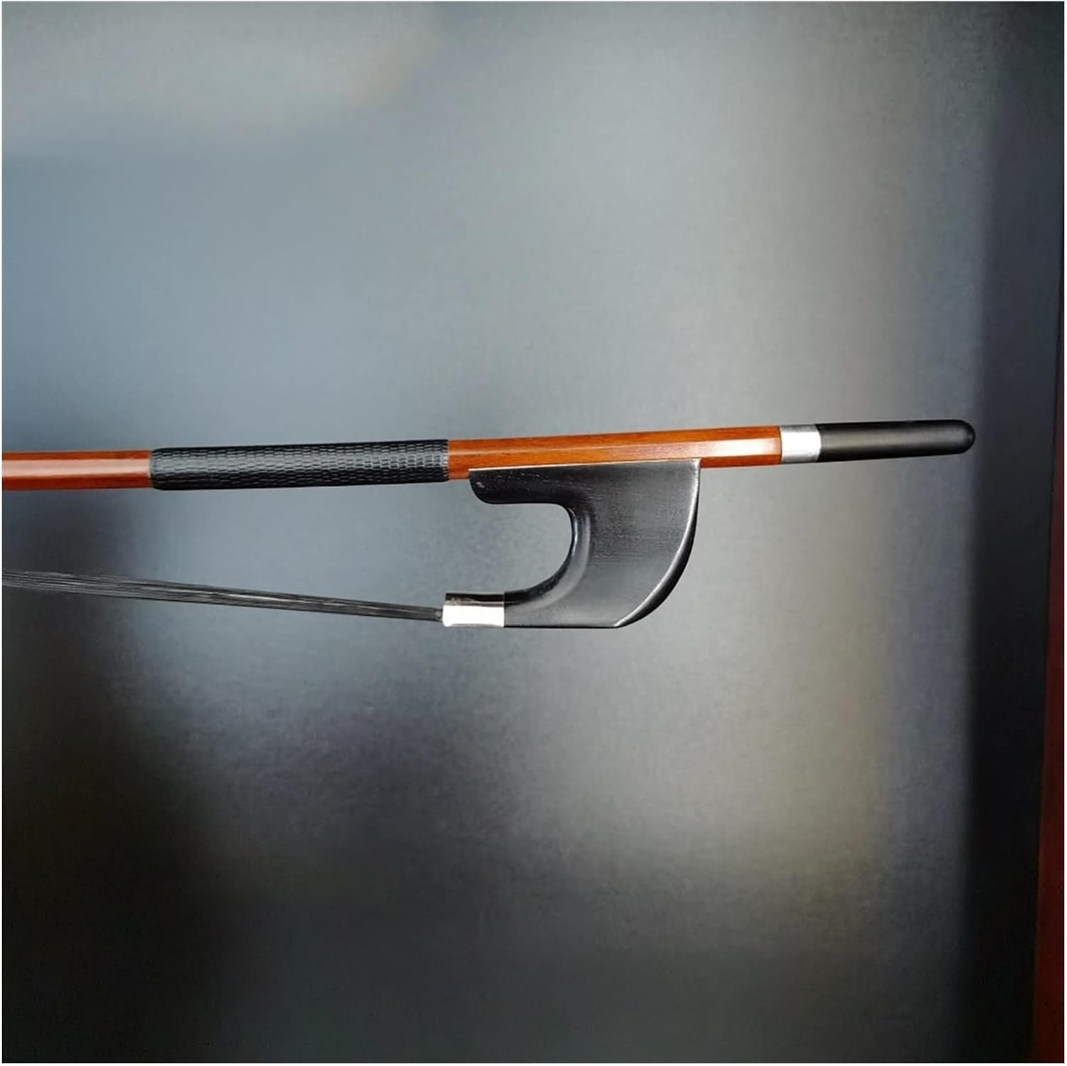 TSTS 4/4, 3/4, 1/2, 1/8, 1/4 Size Bass Bow Brazilwood Round Stick Nickel Silver Parts Full Size Violin Bow (Color : 4/4)