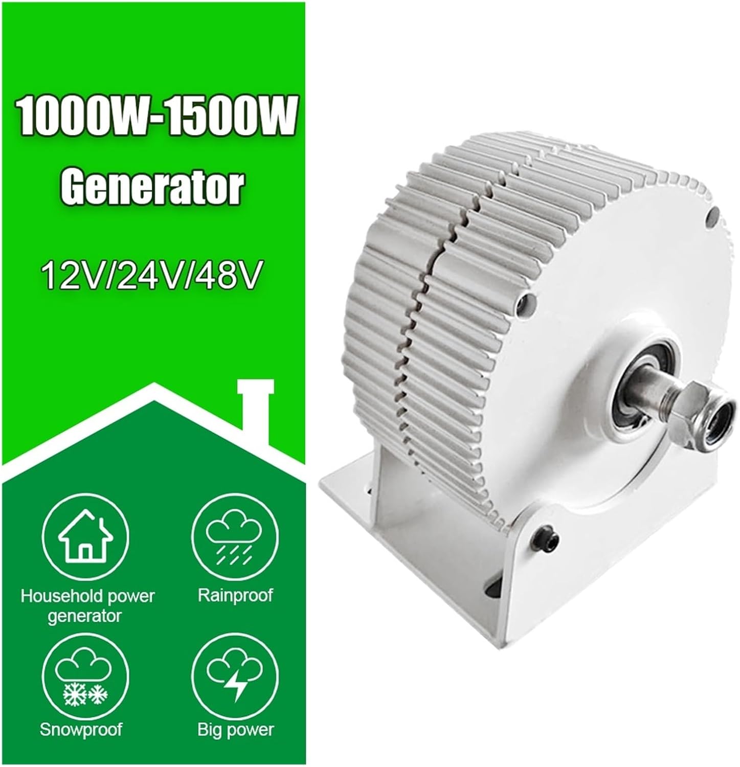 Wind Turbines Generator Low Speed Wind Power Generator 1000W 1500W 12V 24V 48V Gearless Permanent Magnet Generator Low Starting Speed for Home(Type2,12V_1000W)