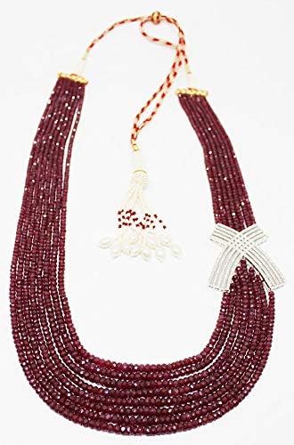 25% discount vintage 800 carats multi strand ruby necklace/faceted rondelle beads gemstone/ruby gemstone necklace 8 strand metal bronze size- 2mm