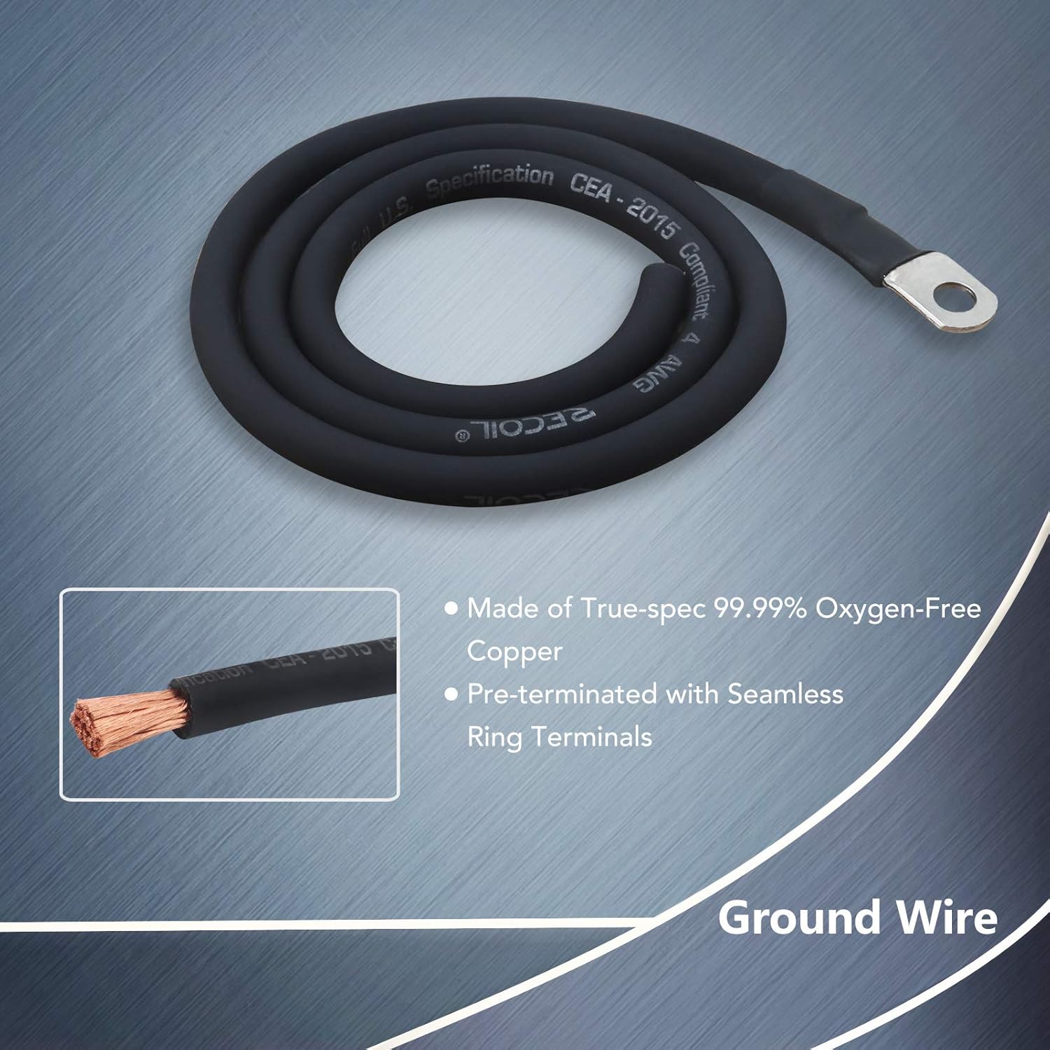 RECOIL PCK4 True 4 Gauge 99.99% Oxygen Free Copper Complete Amplifier Wiring Kits