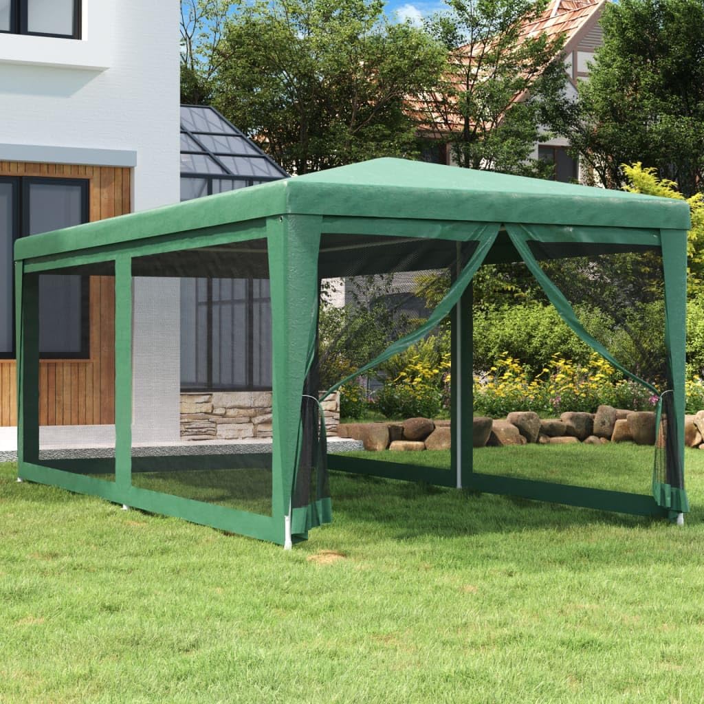 Party Tent with 6 Mesh Sidewalls Green 9.8'x19.7' HDPE,Large Outdoor Party Tent: Durable Shelter for Sun and Rain Outdoor Living, Patio Furniture & Accessories