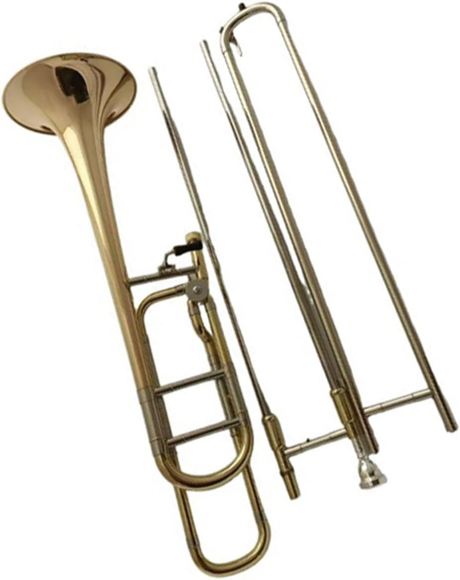 Adult Trombone Instrument B/F Transposed Tenor Trombone Instrument Brass Bell Lacquered Gold High And Low Curved Pull Tube