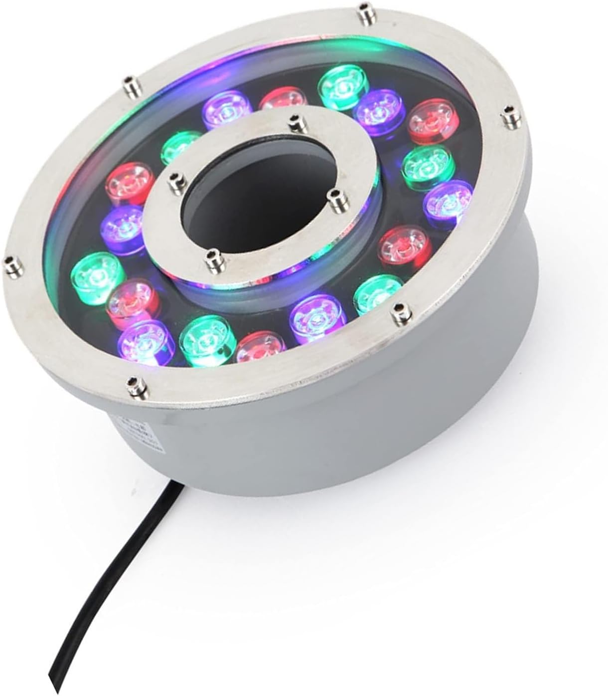 LED Ring Fountain Light - Pond Landscape Lights, 12V Recessed Underwater Light, IP68 Waterproof Middle Hole Pond Lights Submersible for Fountain Pool Lighting(Yellow,24W)