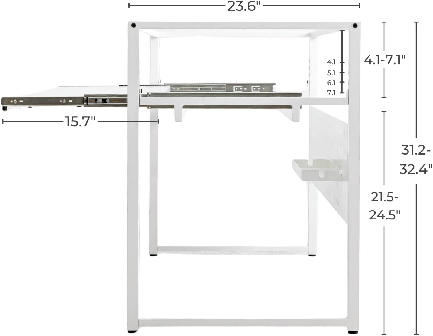 Music Studio Desk with Keyboard Tray and Height Adjustment Bracket, for Full 88 Keys (Music Producer Desk)(White, 88 Keys)