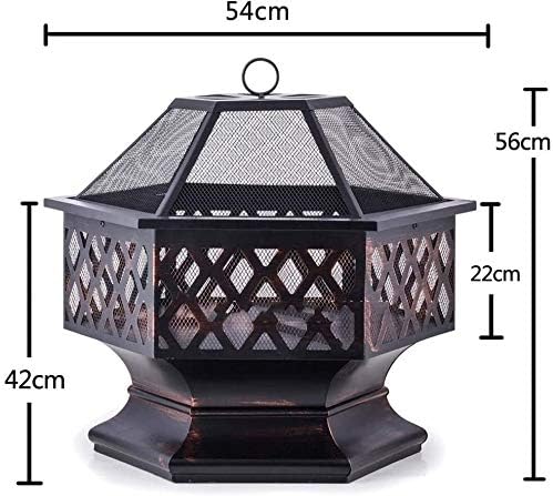 Fire Pits Outdoor Wood Burning Fire Pit Garden Stove Fireplace Iron Brazier Wood Burning Coal Pit Shaped with Spark Screen Cover and Fire Pit Tongs with Cover BBQ Cooking for Outside Camping Backyar
