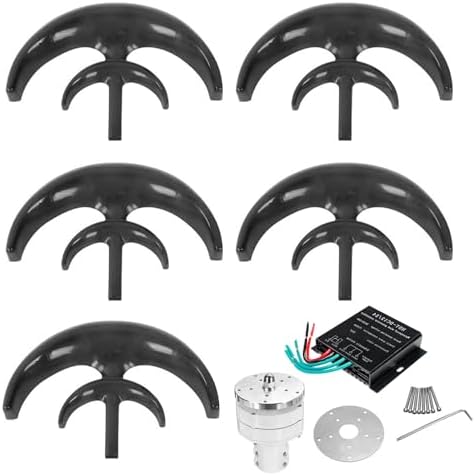 1000W Vertical Wind Turbine Generator with Controller - Low RPM Home Windmill for Renewable Energy, Ideal for Street Lighting, Black 24V Wind Power System