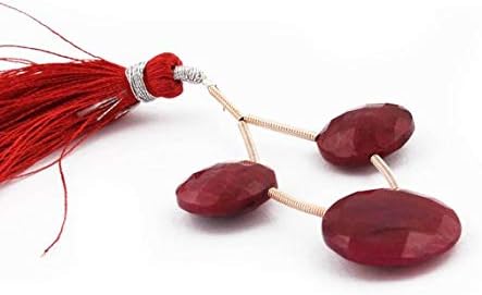 3 pcs rare fine dyed ruby two matching pair briolettes - ruby faceted round beads 13mm-16mm sb2338