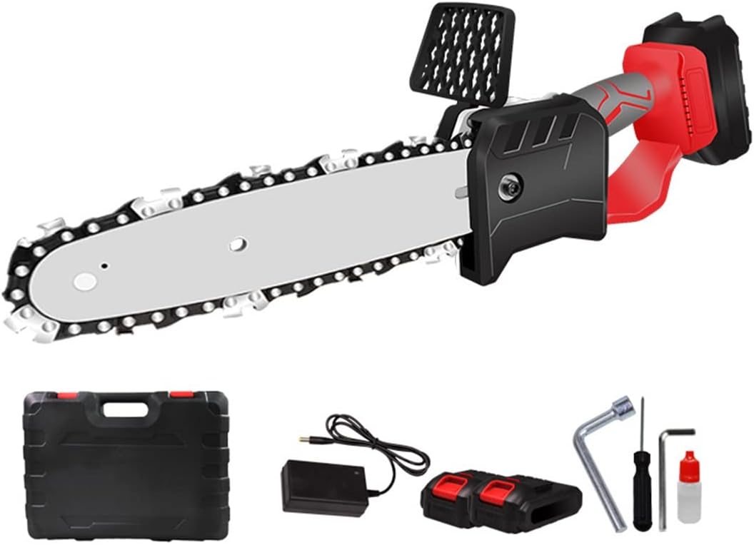 Power Chainsaw Cordless 21V, 8 /10inch Electric Rechargeable Chain Saw, One-Hand Operated Portable Battery Powered Wood Saw for Farming Tree Limbs, Garden Pruning, Bonsai Trunk and Firewood