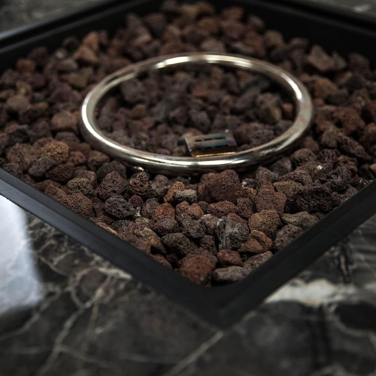 Propane Gas Outdoor Fire Pits Table with Tile Tabletop and Lava Rock, 35 Inch Square 50,000 BTU Auto-Ignition Wicker Base Fire Pit Table for Patio Garden Deck Backyard Poolside