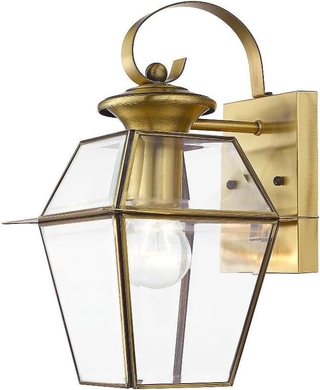 Livex Lighting 2181-01 Westover 1-Light Outdoor Wall Lantern, Antique Brass