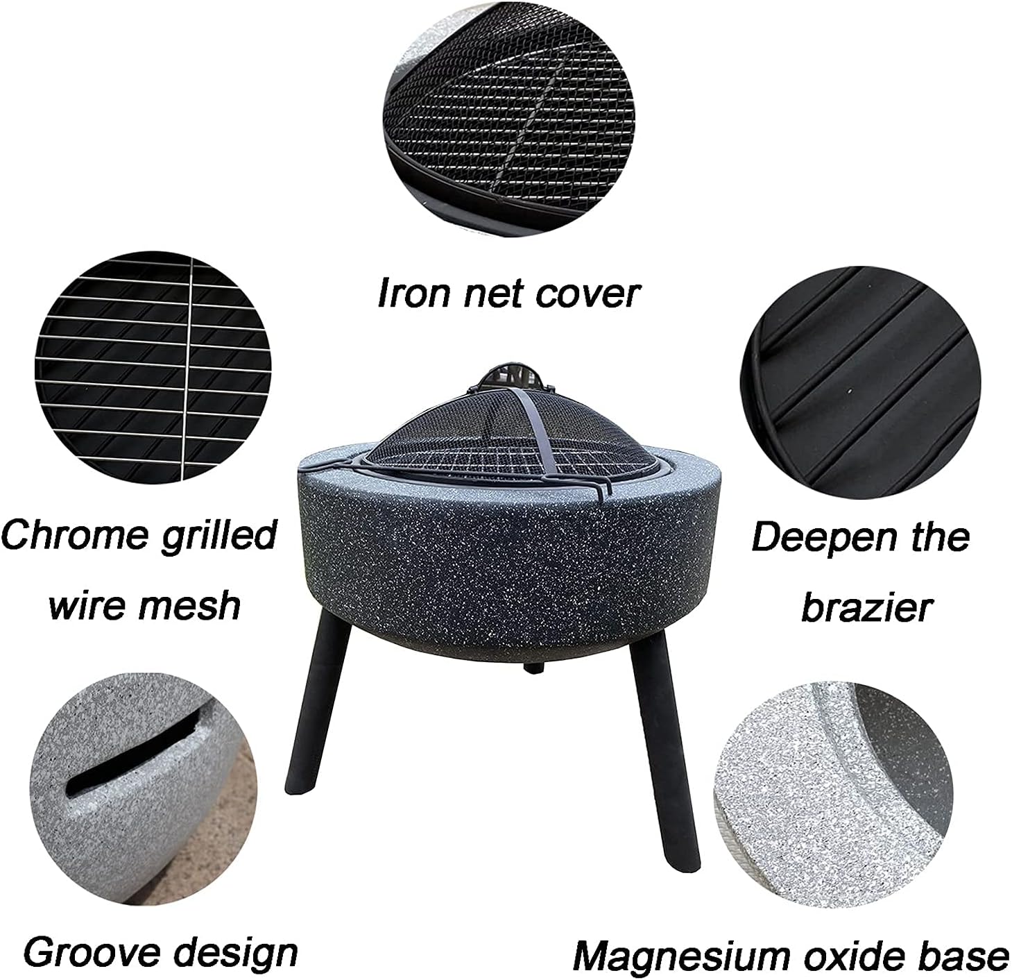 Outdoor Fire Pit Outdoor fire Pit, 23-inch Bonfire Wood Burning Terrace fire Pit, Heating Cooking Grill