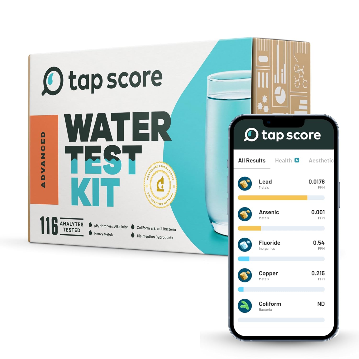 Advanced Home Water Test Kit | Well or City | EPA Certified Drinking Water Labs | Tests for: 116 Analytes, incl. Lead, Copper, Hardness & Alkalinity and More | #1 Best Home Water Test - Wirecutter