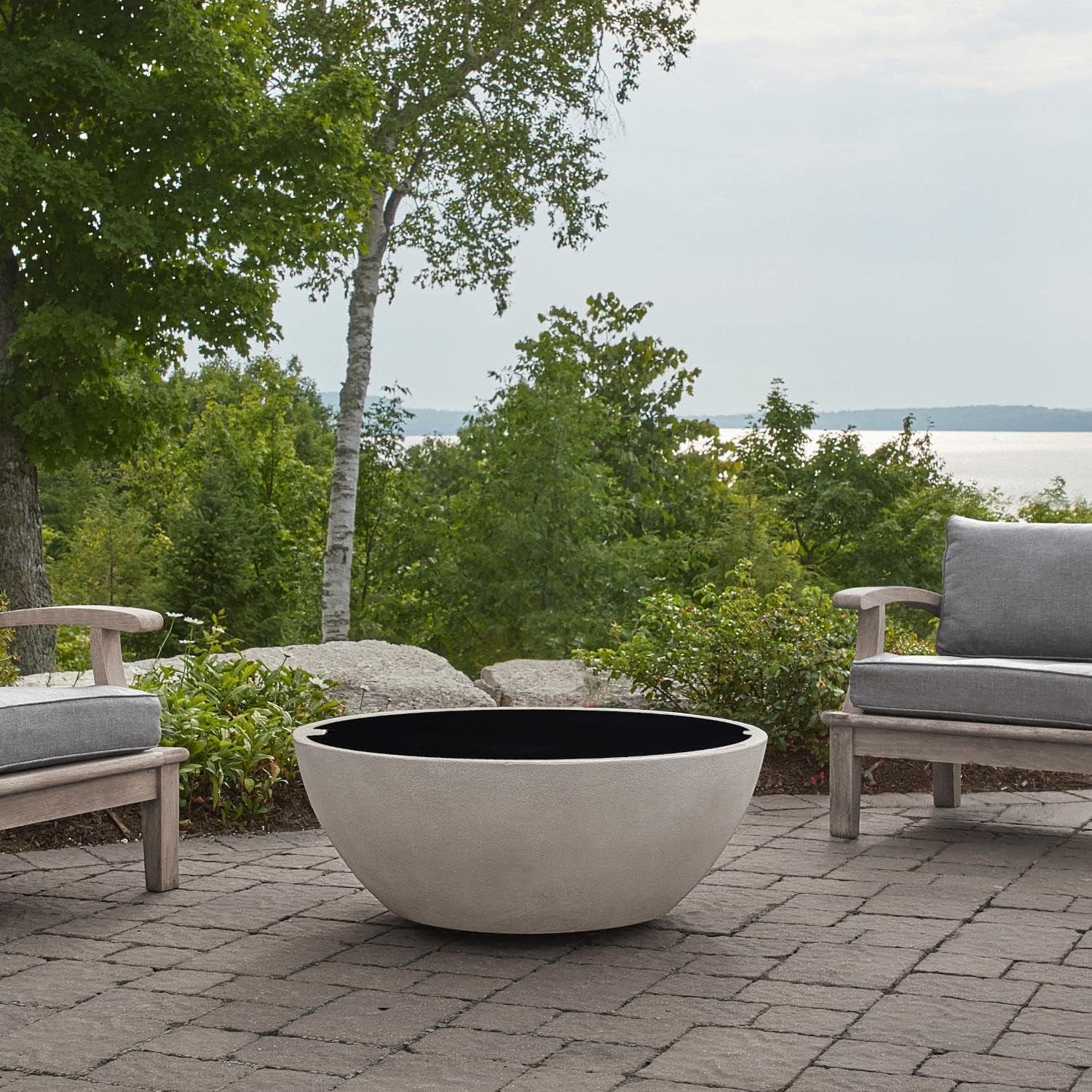 Real Flame 136 Redding Aluminum Lid Cover for Medium Bowl Fire Pits by Jensen Co. - Black