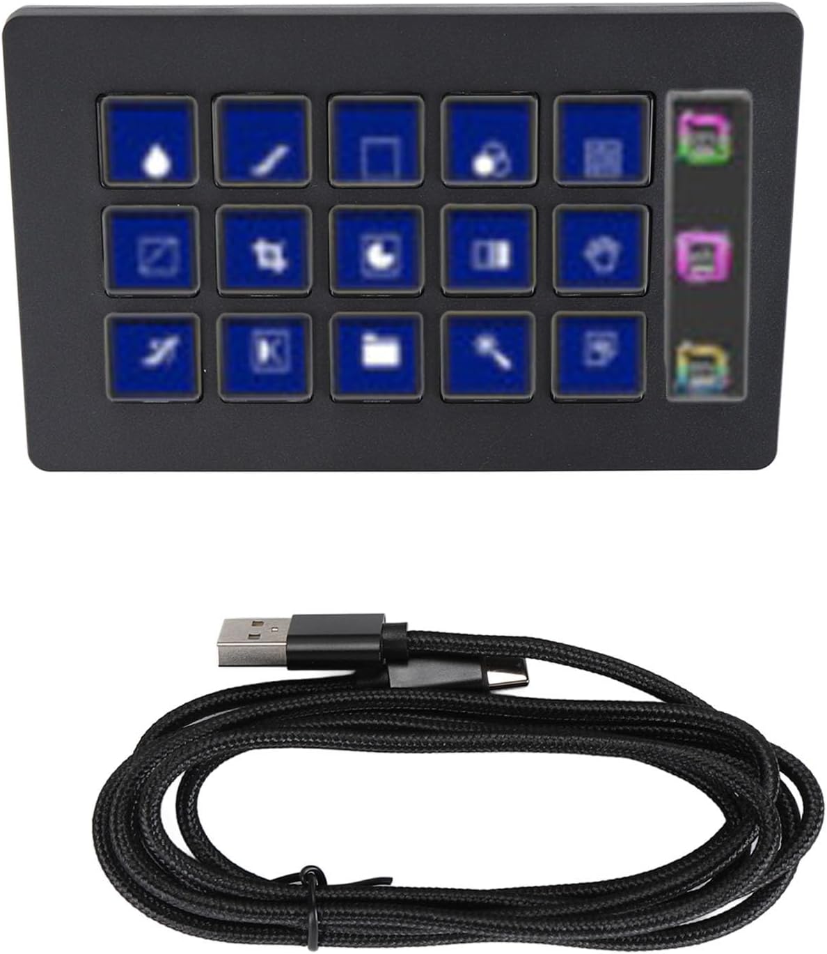 15 Keys LCD Custom Keyboard, Streaming Studio Controller Keypad for 4KCU, for OBS, for, for, for, for Discord, for Spotify