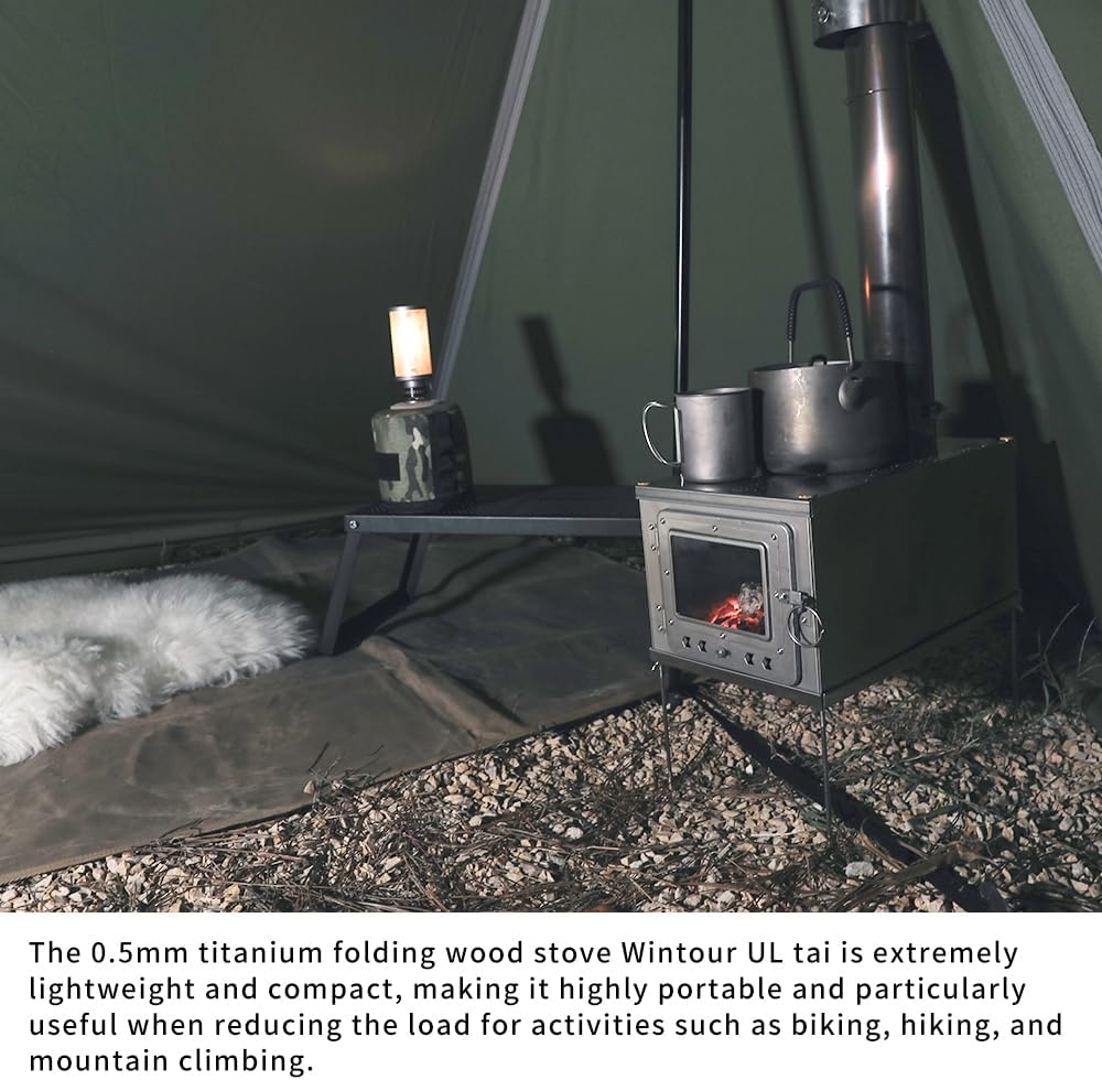 Outdoor Fireplaces Foldable Titanium Wood-Burning Stove Lightweight Compact Durable Portable Folding Wood Burning Outdoor Camping Hiking Fire Pits