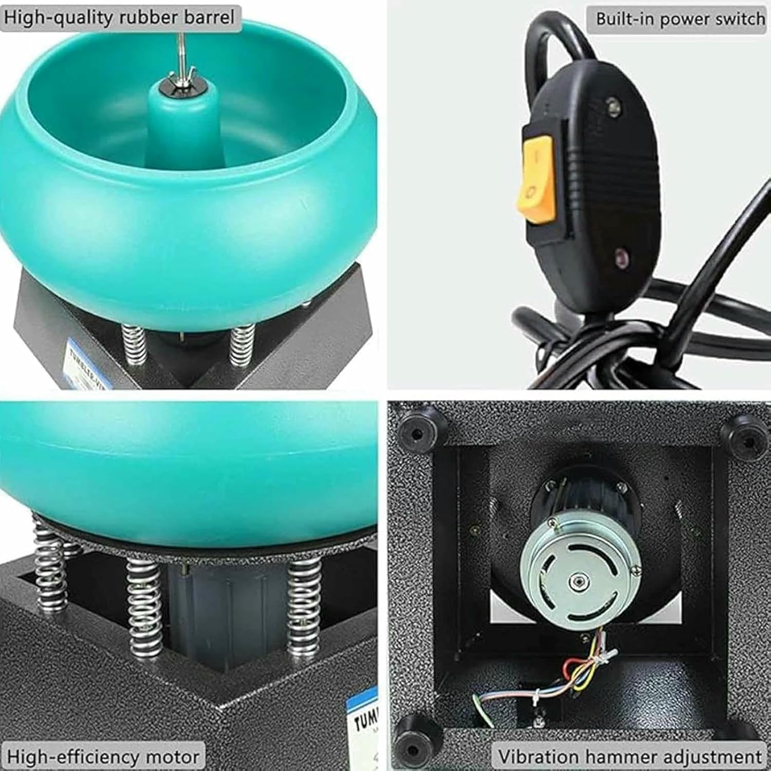 Vibrating Polishing Drum, Rock Polisher, Gemstone Polishing Machine for Metal Parts Jade and Auto Parts