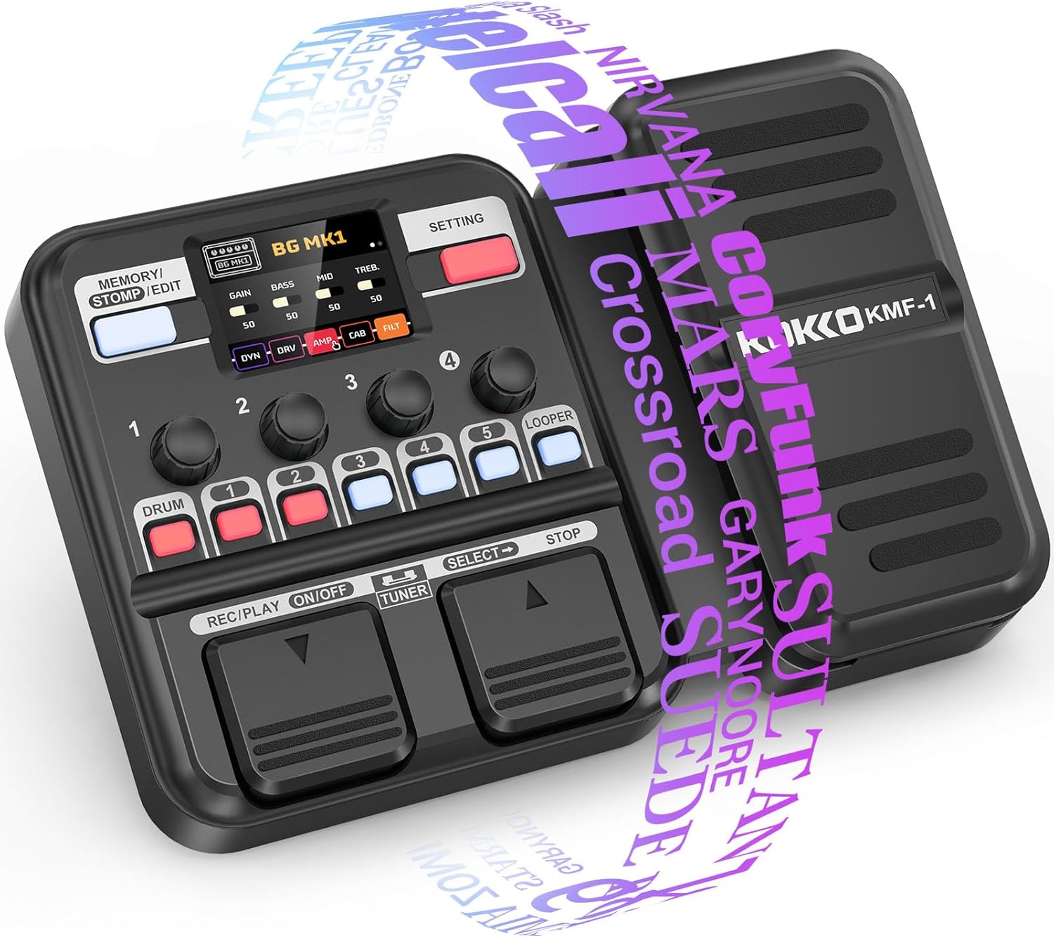 KMF-1 Guitar Pedal, Guitar Multi Effects Processor Pedal | Amp Modeling, IR Loading, Expression Pedal & Color Display | Portable Multi-Effects Unit for Live, Studio, Practice