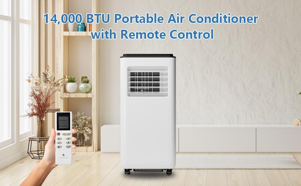 8000 BTU Powerful Cooling for 750 Sq.Ft Spaces, Quiet Operation with Dehumidifier, Sleep Mode, Timer & Remote Control Included