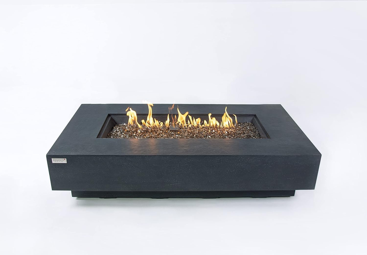 AMS Fireplace | Elementi Plus | Positano | Rectangular Dark Gray Concrete Natural Gas Fire Table Pit (Natural Gas)