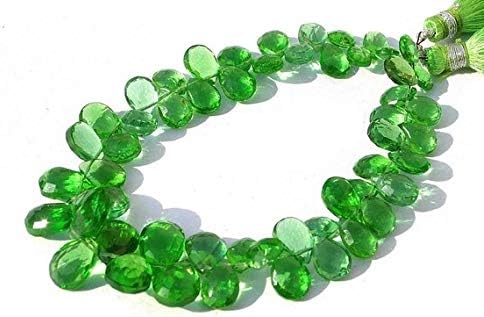 13 inch natural beads strand of 7x5-12x8mm faceted pear green quartz gemstone briolletes beads for DIY jewelry - necklace, bracelet, earring, ring.