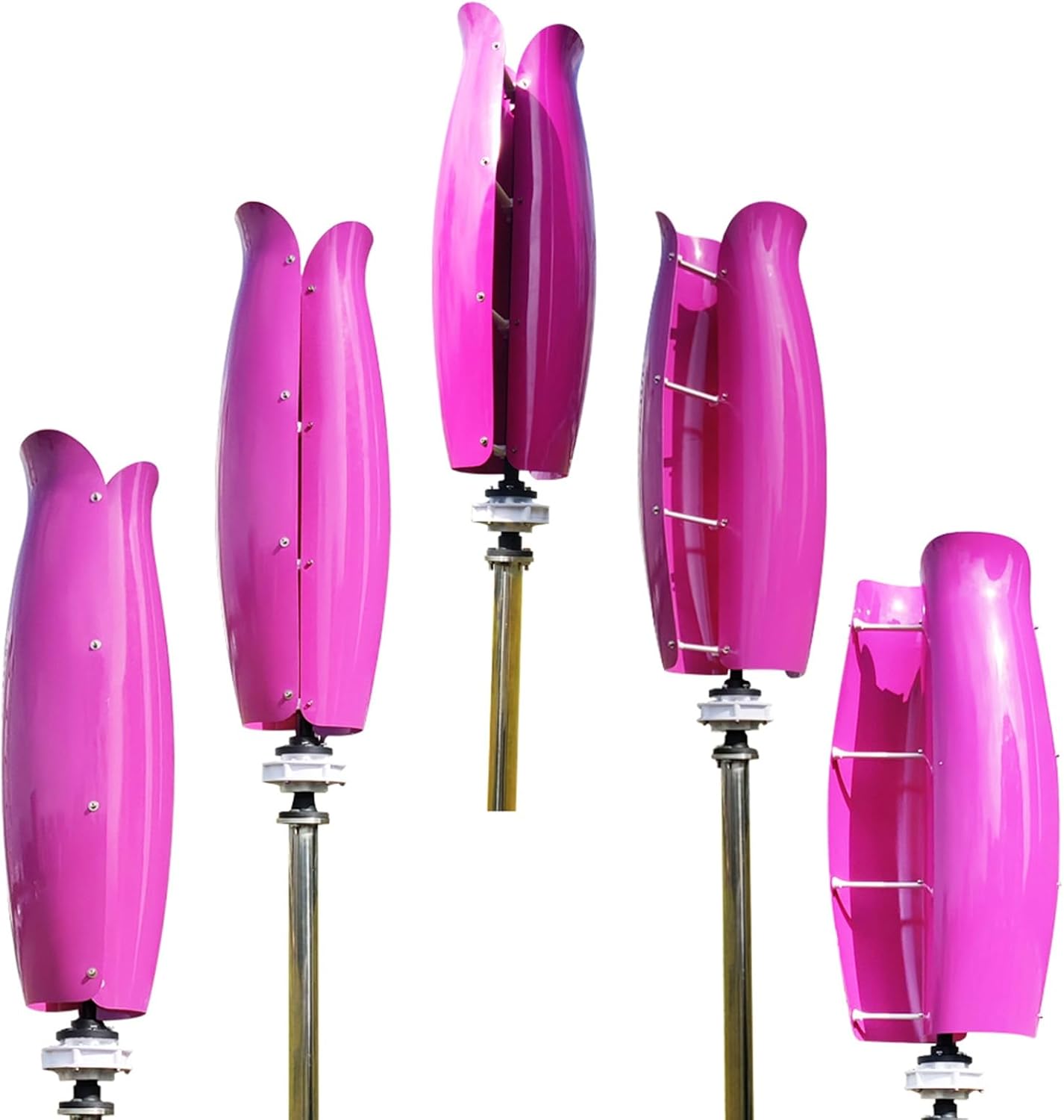 Tulip Type Vertical Wind Turbine 1500W Small Wind Turbine 12V/24V Wind and Solar Complementary Power Supply System (Color : Purple, Size : 12V)