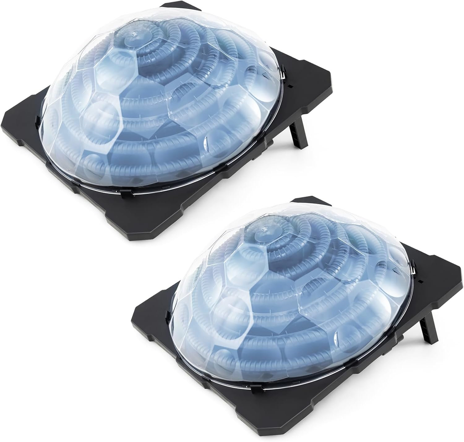 2 Pieces Solar Pool Heater, Outdoor Dome Swimming Pool Heater with Rotatable Hose Connectors & Foldable Legs, Solar Warmer Equipment for In-ground & Above Ground Pools