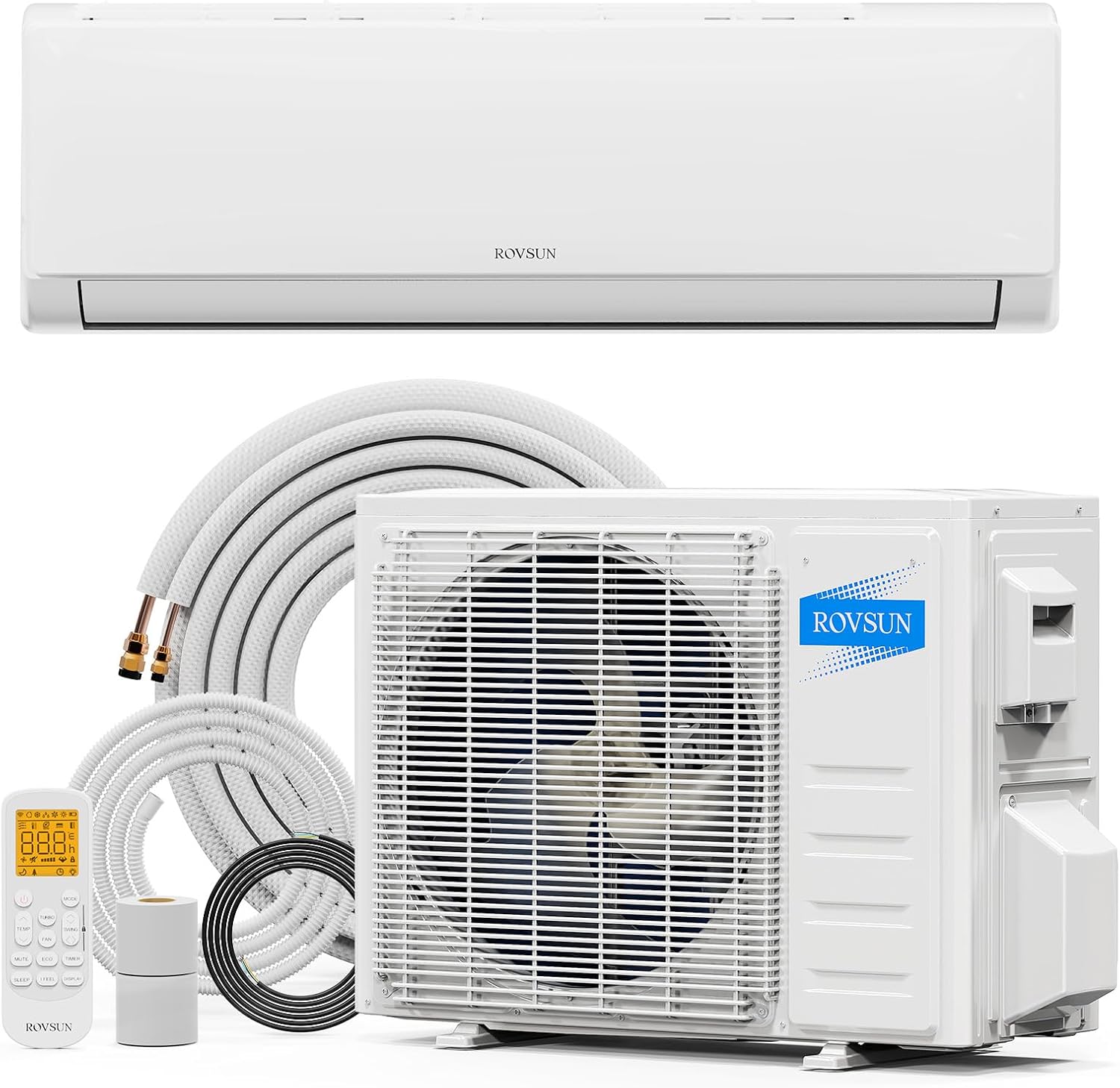 ROVSUN 18000 BTU Mini Split AC/Heating System with Inverter, 21 SEER2 Energy Saving 230V Ductless Split-System Air Conditioner with Pre-Charged Condenser, Heat Pump, Remote Control & Installation Kit