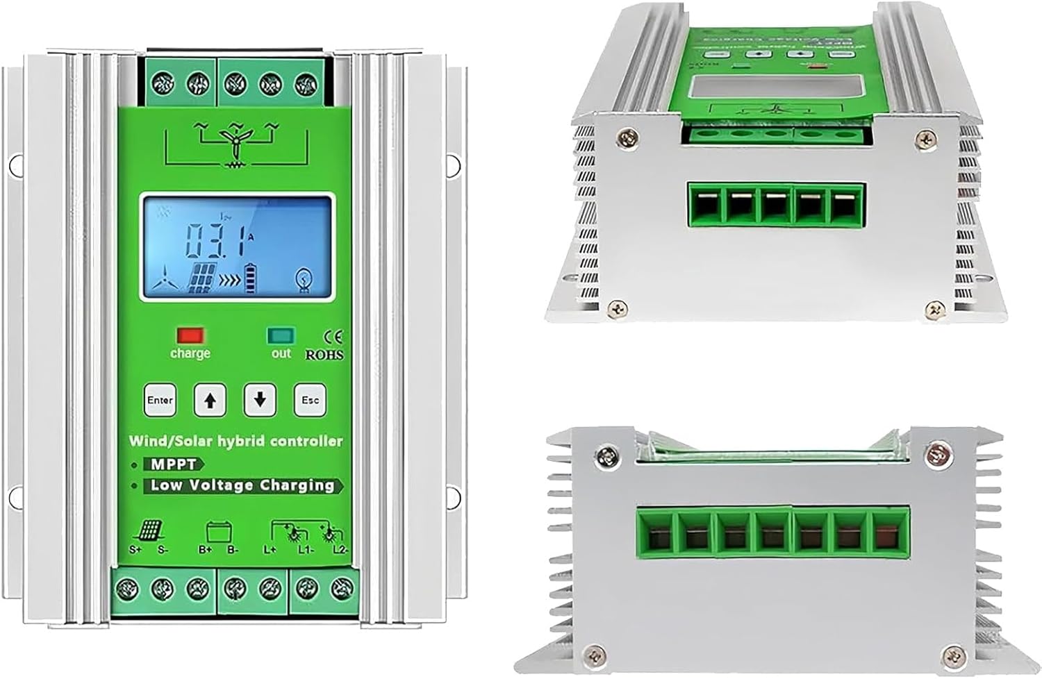 6000W-12000W 12V/24V/48V Off Grid MPPT Wind Solar Hybrid Charge Controller - Wind Turbine & Solar Panel Charge Controller with Dump Load,Hybrid MPPT Boost Controller with Booster Function(6000W,24V/48