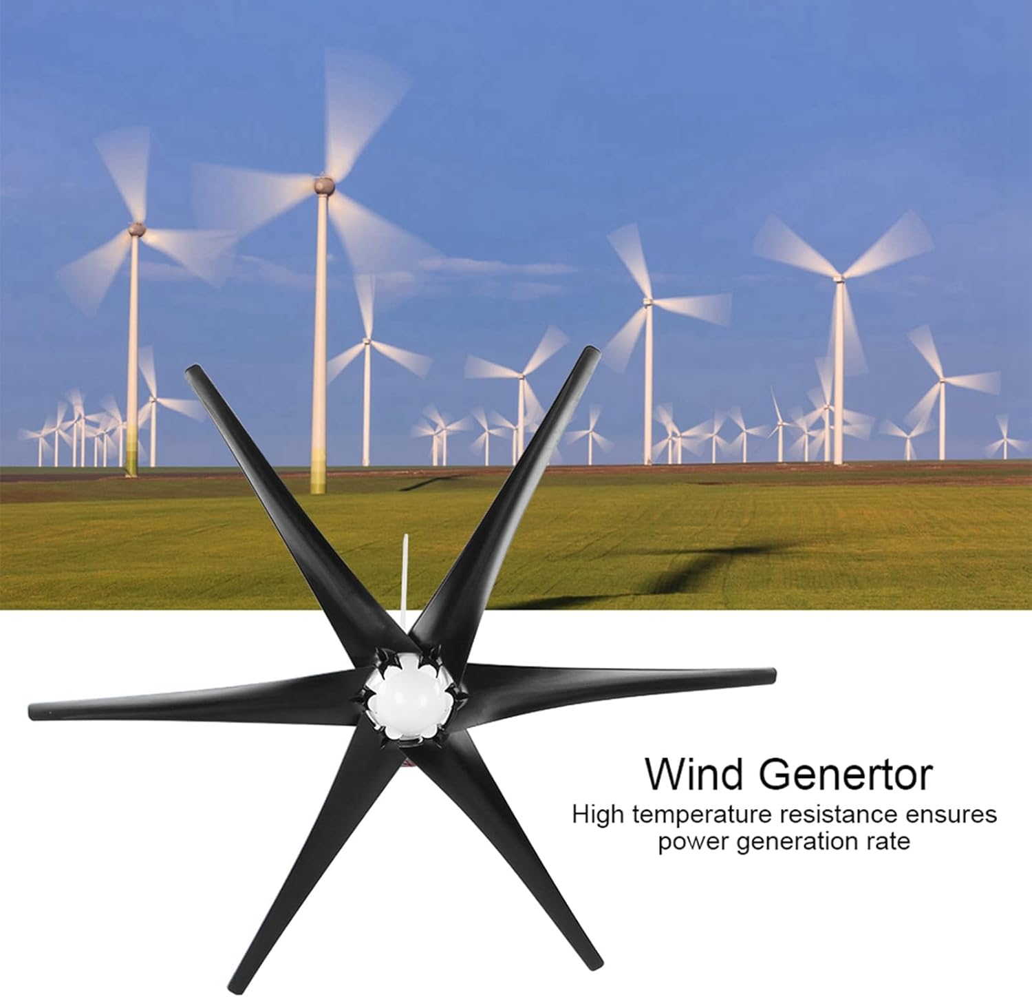 Small Windmill Turbines Generator, Wind Mill Generator Kit, Wind Industrial Machinery Equipment 800W with 6 Blade for Boat and Home Charging (12V)