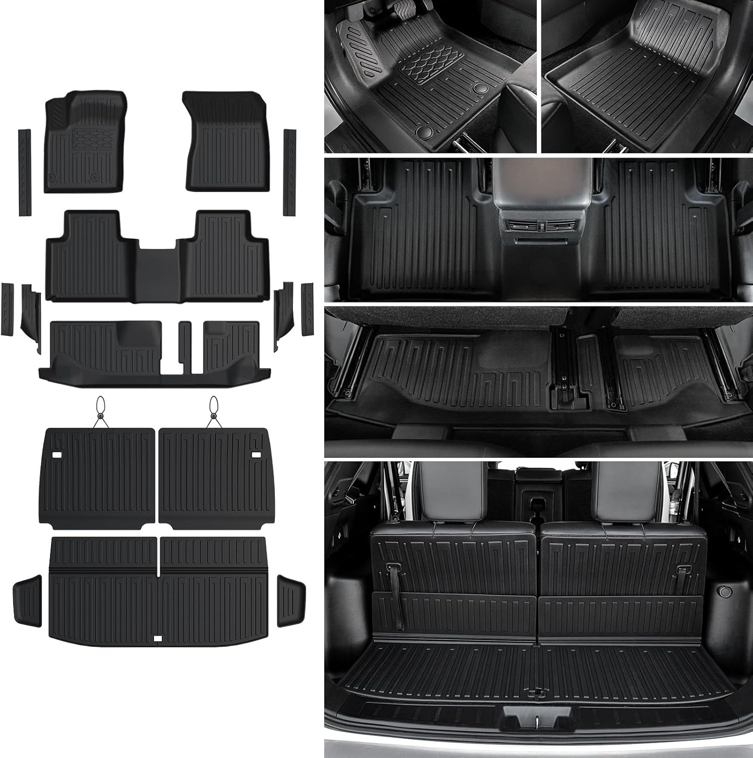Floor Mats Cargo Mat Set for 2022-2025 Mitsubishi Outlander (Not Fit Sport or PHEV), All Weather TPE Backrest Mat Trunk Mat Cargo Liner Accessories(Floor Mats+Backrest Mats+Cargo Mat)