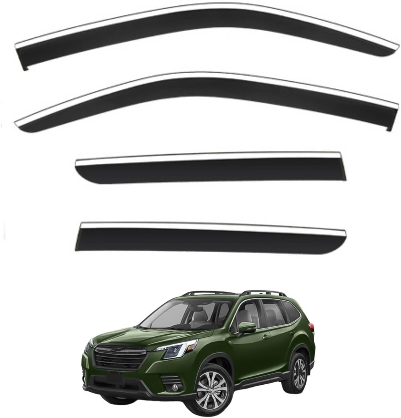 Window Deflectors for Subaru Forester MK5-SK 2019-2024, Sun Rain Guard Window Visors Vent Shades with Bright Stripes Car Accessories
