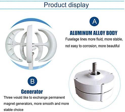 8000W 12V 24V 5 Blades Lantern Vertical Axis Permanent Magnet Wind Turbine Generator Motor Kit with Controller for Streetlight,12v