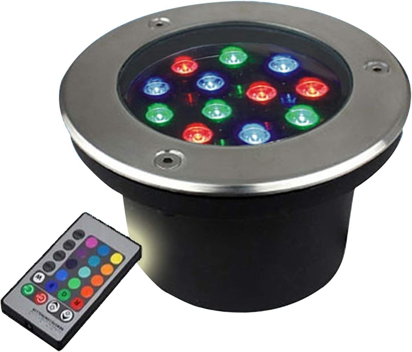 RGB Color-Changing Outdoor Landscape Lights 16 Colors & 4 Modes, IP68 Waterproof, LED Underground Garden Lights with Remote Control, for Pathway, Deck, Pool, Yard(12v,36W)