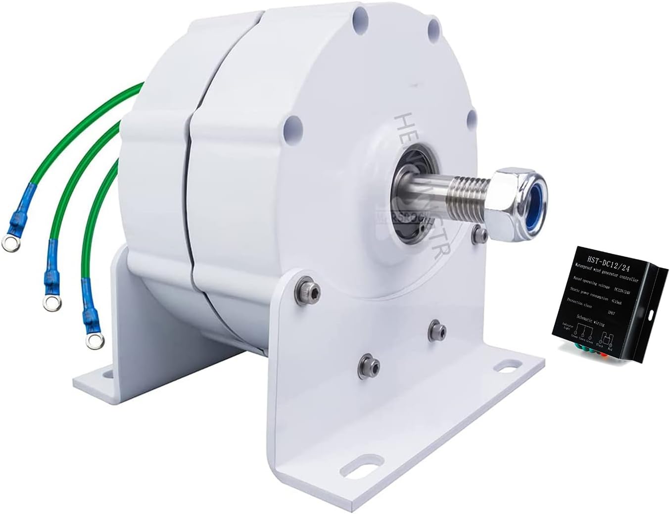 12V 24V 48V Three Phase Permanent Magnet Alternator, 400W Permanent Magnet Electric Motor DIY AC Alternator for Vertical Horizontal Wind Turbine(with Base)