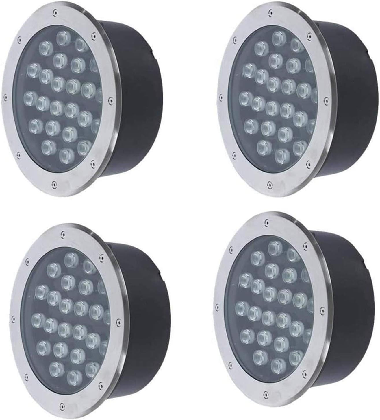 4PCS Outdoor Buried Lights - Ground LED Landscape Lamp, 12V Stainless Steel Buried Lights, Low Voltage Garden LED Landscape Light, IP67 Waterproof Recessed Unde，RGB (Red Green Blue) 24W