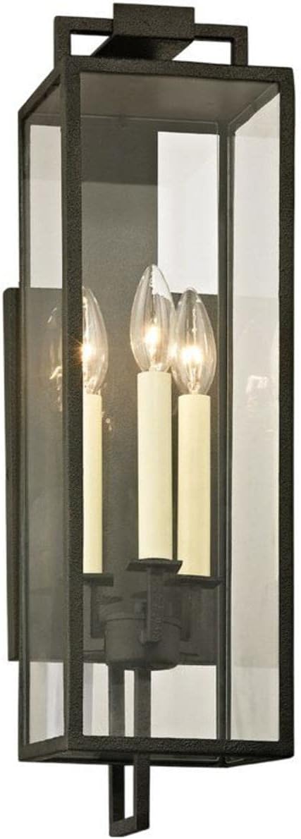 55218-FICI John 3 Light 22 inch Forged Iron Outdoor Wall Sconce